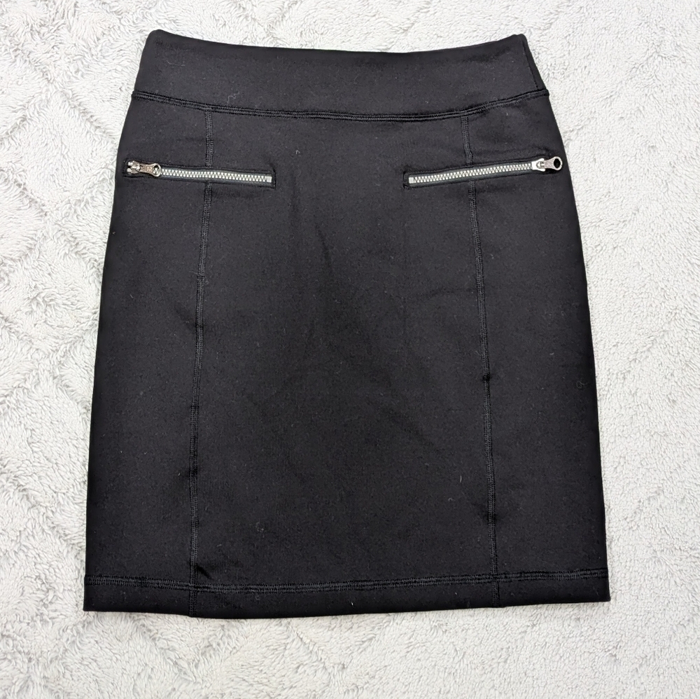 Lululemon Skirt Women's 4 Black Rocket Pencil Retro Front Zip Pockets Stretch